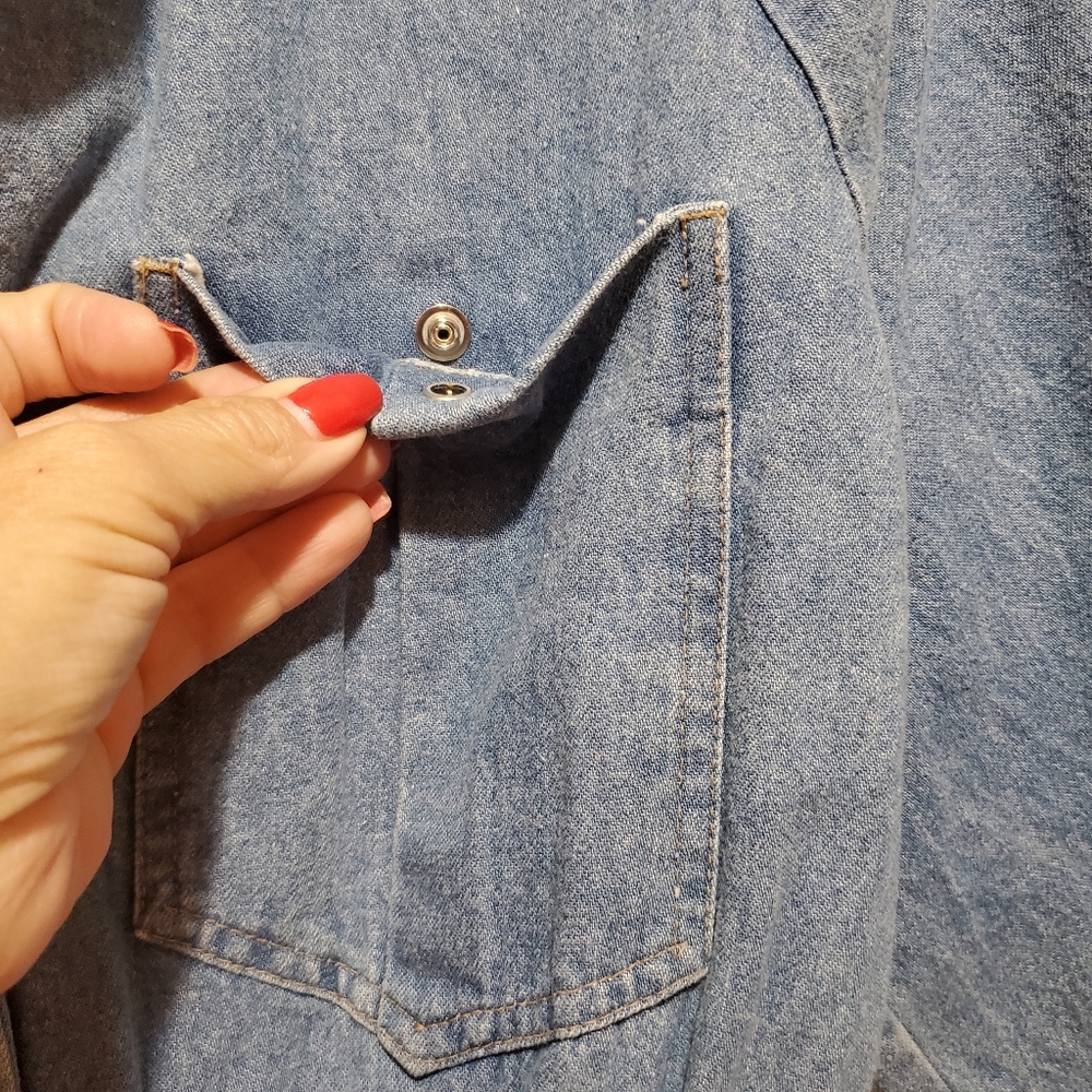 IDEAS Vintage Snap Front Denim Midi Dress Size M - Picture 7 of 11